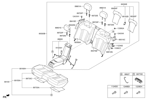 2019 Hyundai Genesis G80 Rear Left-Hand Seat Back Covering Diagram for 89360-B1000-PPR