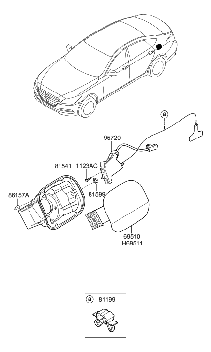 2020 Hyundai Genesis G80 Housing-Fuel Filler Door Diagram for 81595-B1520