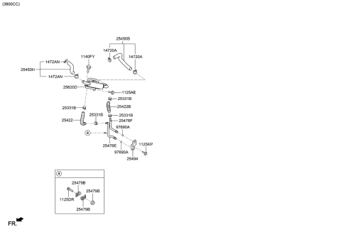 2017 Hyundai Genesis G80 Hose Assembly-Water Diagram for 25450-D2100