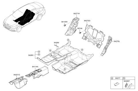 2019 Hyundai Genesis G80 Carpet Assembly-Floor Diagram for 84260-B1300-RRY