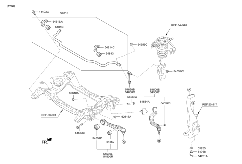 2008 Hyundai Elantra Touring Bar Assembly-Front Stabilizer Diagram for 54810-D2250