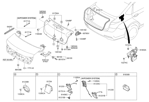 2017 Hyundai Genesis G80 LIFTER-Trunk Lid Diagram for 81771-B1002