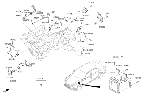 2008 Hyundai Elantra Touring Engine Control Module Unit Diagram for 39110-3FBN6