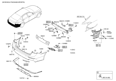 2018 Hyundai Genesis G80 Reflector/Reflex Assembly-Rear Lh Diagram for 92405-B1800