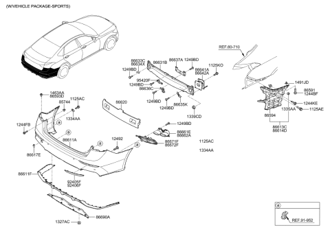 2008 Hyundai Elantra Touring Rear Bumper Cover Diagram for 86640-B1800