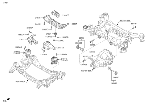 2019 Hyundai Genesis G80 Engine Mounting Bracket Assembly,Right Diagram for 21850-B1620