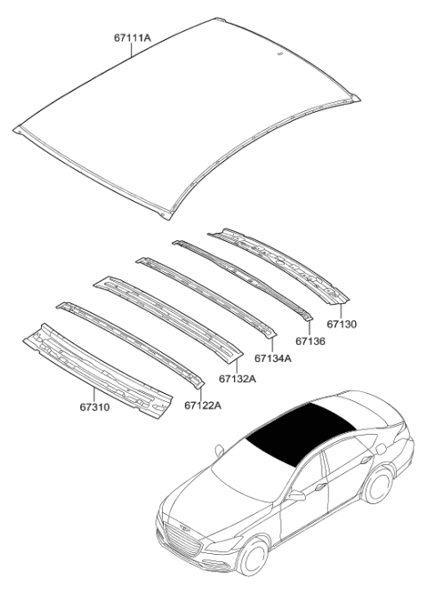 2017 Hyundai Genesis G80 Roof Panel Diagram 1