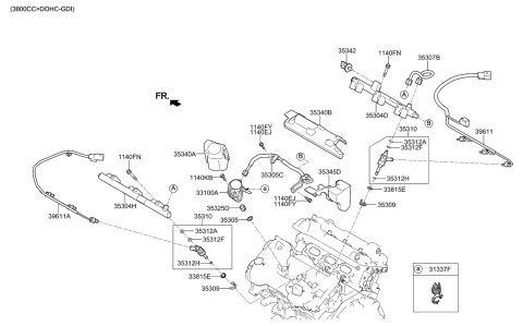 2017 Hyundai Genesis G80 Foam - Pipe Diagram for 35345-3L250