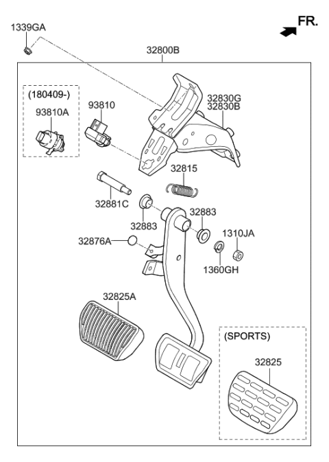 2018 Hyundai Genesis G80 Brake & Clutch Pedal Diagram