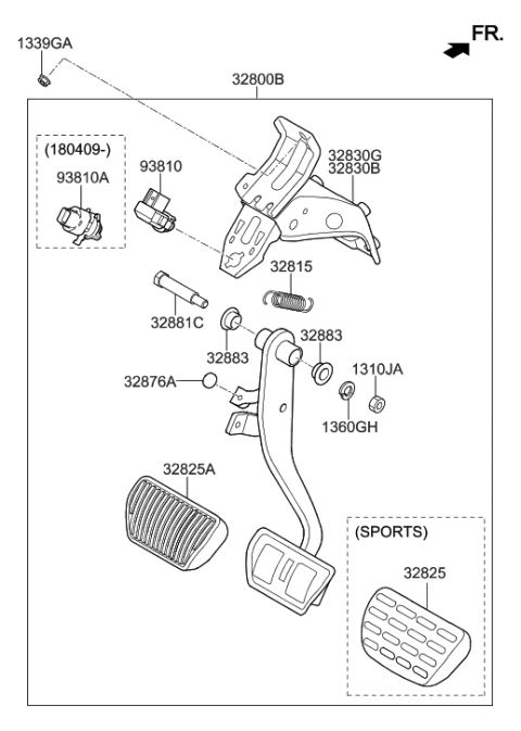 2019 Hyundai Elantra GT Spring-Brake Pedal Return Diagram for 32815-B1200