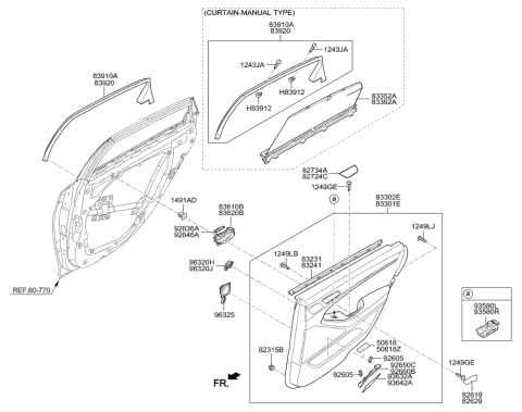 2020 Hyundai Genesis G80 Cover Assembly-Rear Door Frame Inner,LH Diagram for 83910-B1000-4X