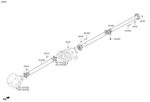 2019 Hyundai Genesis G80 Shaft Assembly-PROPELLER Diagram for 49100-B1100