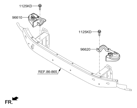2020 Hyundai Genesis G80 Horn Assembly-High Pitch Diagram for 96620-B1510