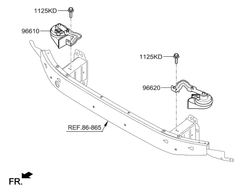 2020 Hyundai Genesis G80 Horn Assembly-Low Pitch Diagram for 96610-B1510