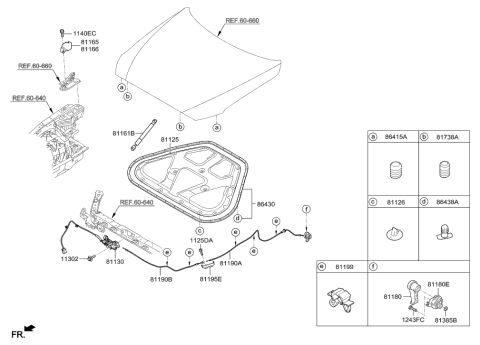 2019 Hyundai Genesis G80 Hood Trim Diagram