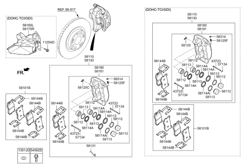 2019 Hyundai Elantra GT CALIPER Kit-Front Brake,LH Diagram for 58180-B1A21