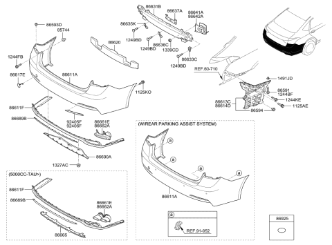 2018 Hyundai Genesis G80 Rear Bumper Diagram 1