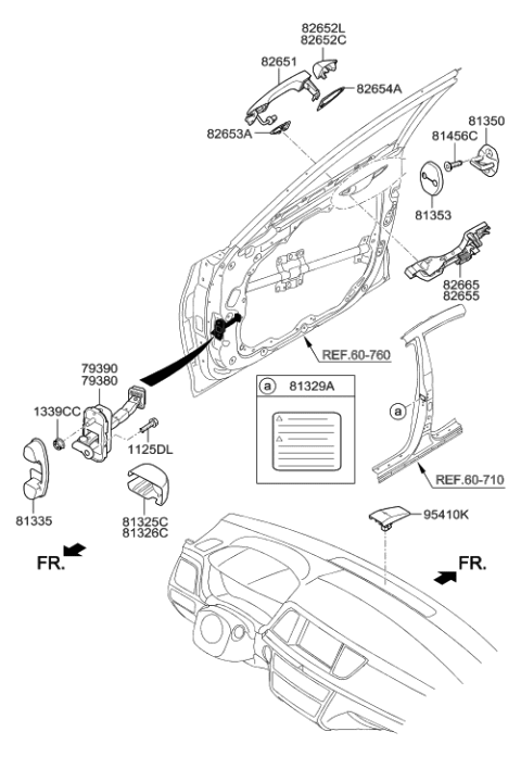 2018 Hyundai Genesis G80 Front Door Locking Diagram