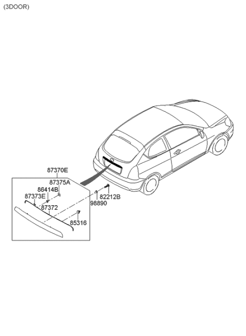 2009 Hyundai Accent GARNISH Assembly-TAILGATE Diagram for 87370-1E210