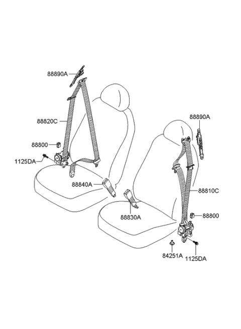 2011 Hyundai Accent Old Body Style Front Seat Belt Diagram