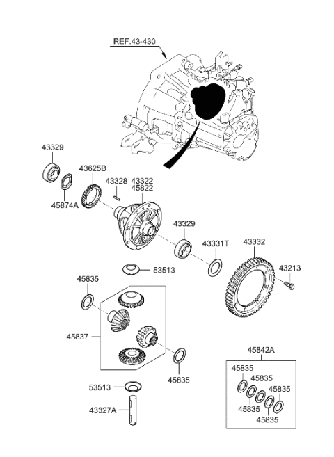 2014 Hyundai Genesis Coupe Case-Differential Diagram for 43322-32000
