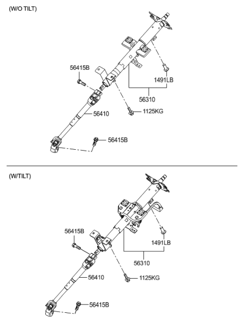 2007 Hyundai Accent Steering Column & Shaft Diagram