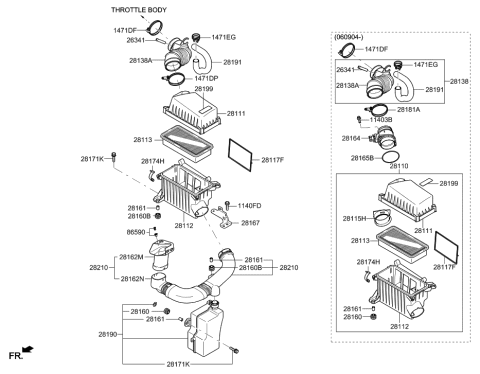 2008 Hyundai Accent Duct "B"-Air Diagram for 28212-1G000