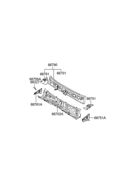 2009 Hyundai Accent Panel Assembly-COWL Side Outer Upper,L Diagram for 66758-1E000