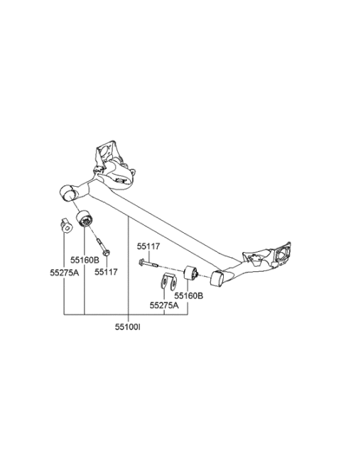 2009 Hyundai Accent Torsion Axle Complete Diagram for 55100-1E400
