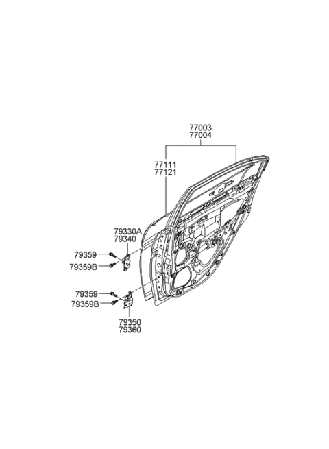 2006 Hyundai Accent Hinge Assembly-Rear Door Lower,LH Diagram for 79350-1E000