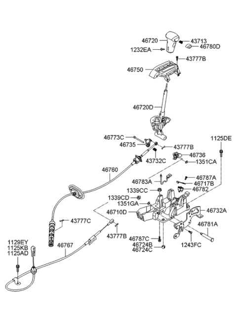 2011 Hyundai Accent Knob Assembly-Gear Shift Lever Diagram for 46711-1G000-FZ