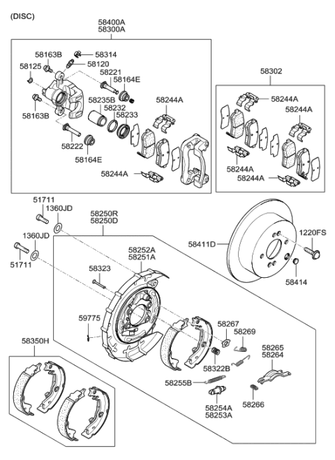 2007 Hyundai Accent Disc-Rear Brake Diagram for 58411-1C800