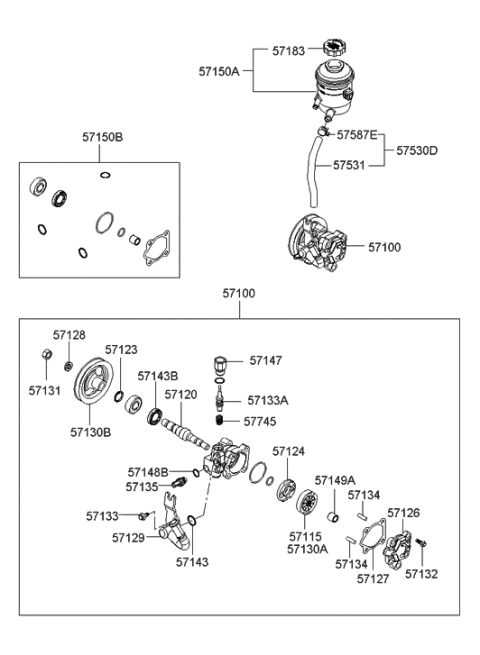 2019 Hyundai Genesis G70 Pump Assembly-Power Steering Oil Diagram for 57100-1E001