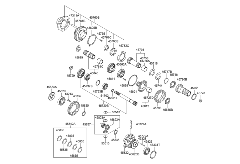 2014 Hyundai Genesis Coupe Gear-Differential Drive Diagram for 45832-22810