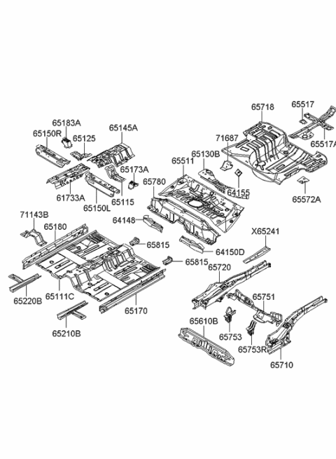 2006 Hyundai Accent Member Assembly-Rear Floor Side,LH Diagram for 65710-1E300