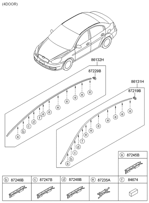 2011 Hyundai Accent Old Body Style Rear Spoiler & Roof Garnish Diagram 1