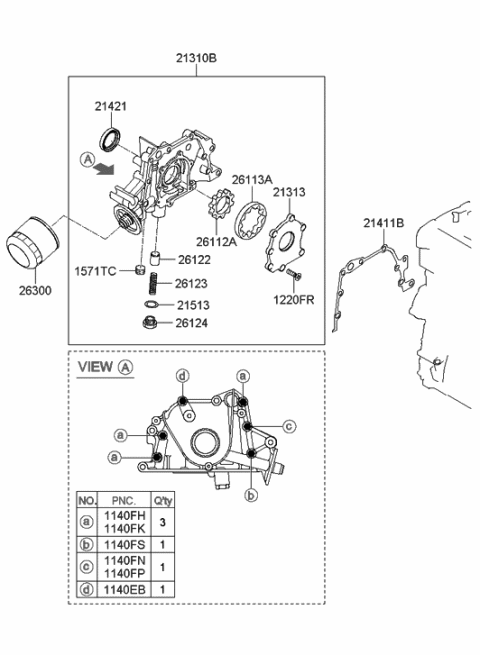 2010 Hyundai Accent Front Case & Oil Filter Diagram