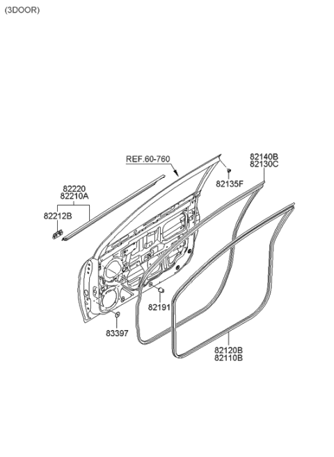 2011 Hyundai Accent Old Body Style Front Door Moulding Diagram 2