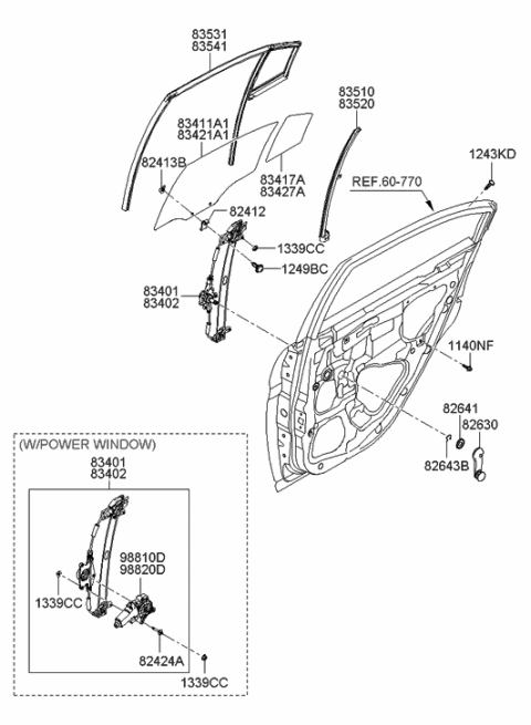 2007 Hyundai Accent Handle Assembly-Door Window Regulator Diagram for 82630-22001-QS