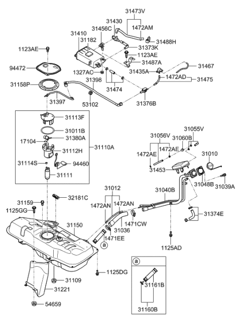 2017 Hyundai Genesis G80 Valve Assembly-Fuel Shut-Off Diagram for 31160-1E550
