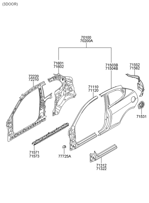 2011 Hyundai Accent Old Body Style Side Body Panel Diagram 2