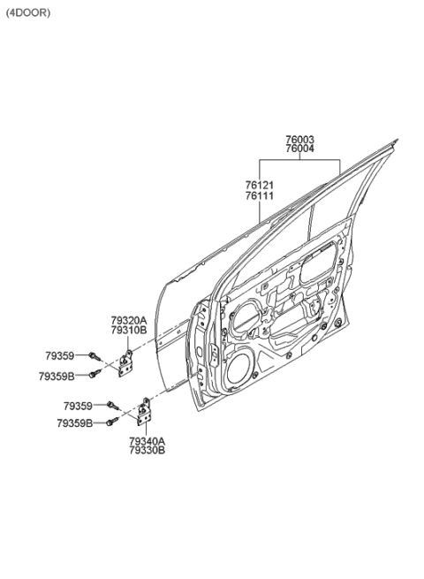 2011 Hyundai Accent Old Body Style Panel-Front Door Diagram 1
