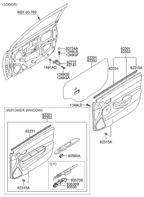 2009 Hyundai Accent Front Door Trim Diagram 3