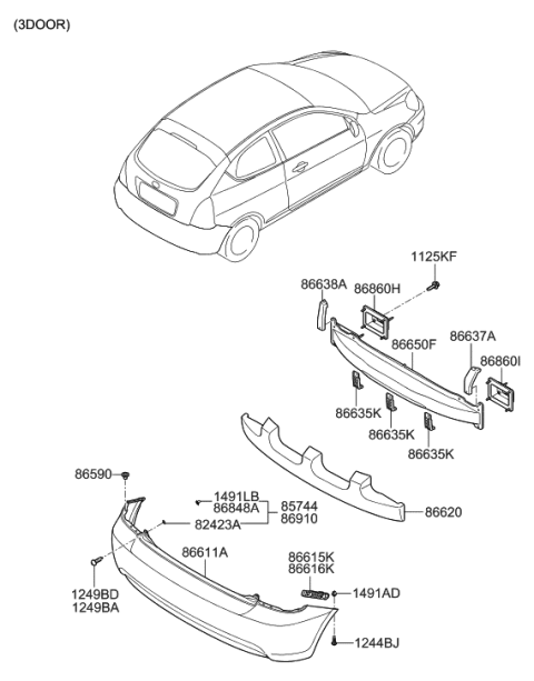 2006 Hyundai Accent New Body Style (Produced After SEP.04.2006) Rear Bumper Diagram 2
