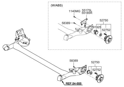 2011 Hyundai Accent Rear Wheel Hub Assembly Diagram for 52750-1G101