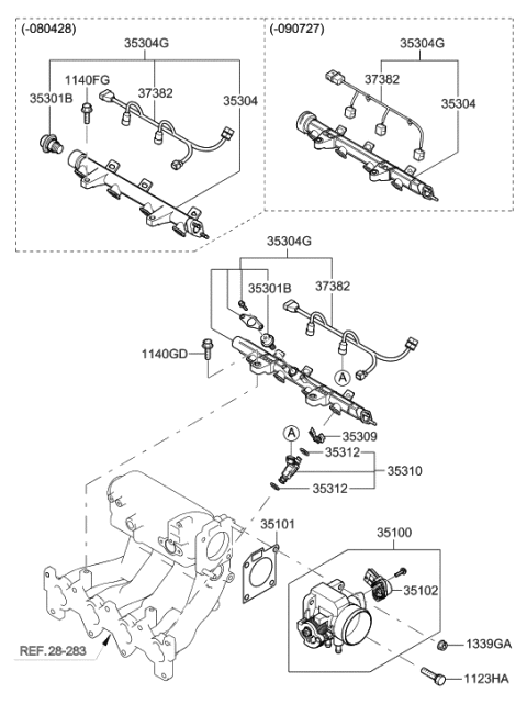 2011 Hyundai Accent Throttle Body & Injector Diagram