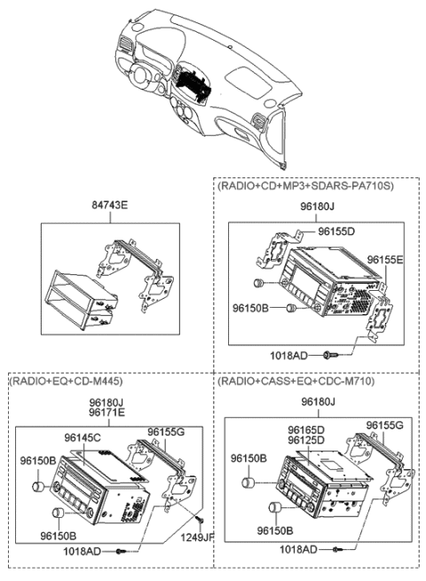 2008 Hyundai Accent Bracket-Set Mounting,RH Diagram for 96146-1E080