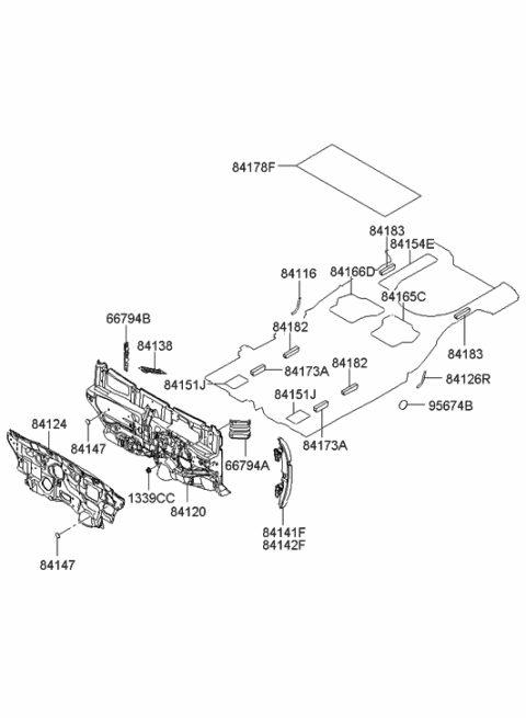 2018 Hyundai Genesis G80 Pad Assembly-Isolation Dash Panel Diagram for 84120-1E000