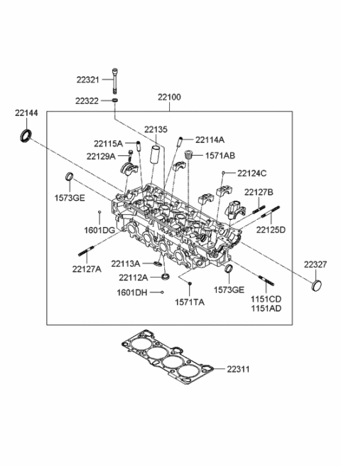 2006 Hyundai Accent New Body Style (Produced After SEP.04.2006) Cylinder Head Diagram