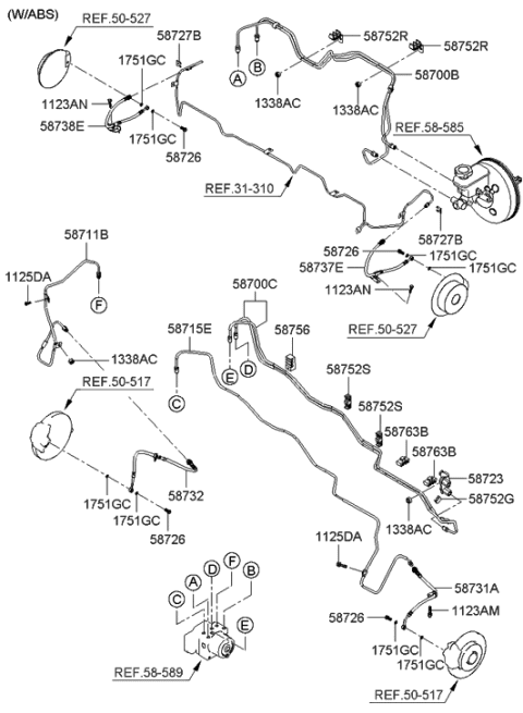 2006 Hyundai Accent Brake Fluid Line Diagram 2